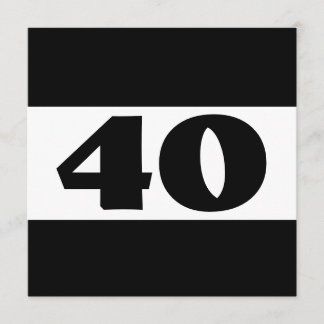 40:e födelsedagen i Party svartvitt W857 Inbjudningar