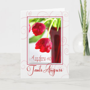 40:e födelsedagen italienska Tanti Auguri med röda Kort