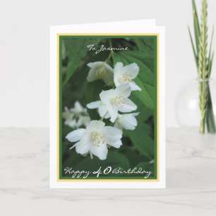 40:e födelsedagen: Jasmine Flowers Elegant Guld Ra Kort