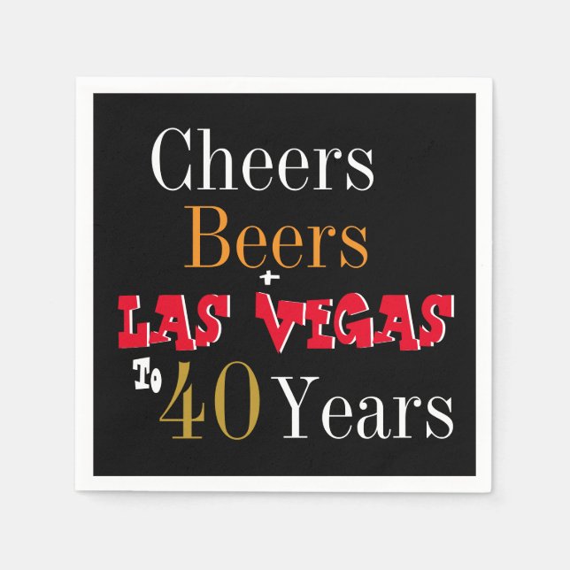 40:e födelsedagen Las Vegas Cheers och Öl Party Pappersservett (Framsidan)