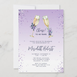 40:e födelsedagen Lavender Ombre Champagne Toast P Inbjudningar