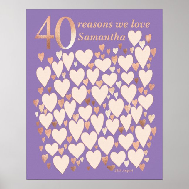 40:e födelsedagen Lavender Ro 40 skäl Poster (Framsidan)
