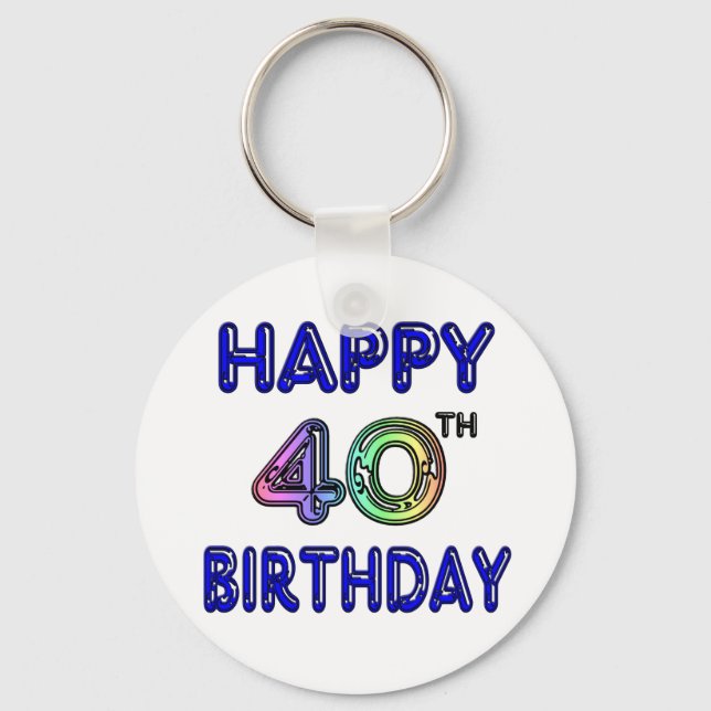 40:e födelsedagen med Ballon-teckensnitt Nyckelring (Framsida)