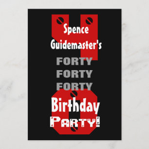 40:e födelsedagen - Modern svart, röd, vit ovård B Inbjudningar