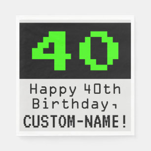 40:e födelsedagen - Nerdy/Geeky Stil "40" & Namn Pappersservett