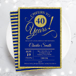 40:e födelsedagen Party - EVENTUELLT ÅLDER-Royalet Inbjudningar<br><div class="desc">40-årsdagen av festinbjudan till för manar eller kvinnor. Elegant inbjudan-kort i royal blått med faux-glitter-folie i guld. Teckensnitt för typografi. Skål till 40 år! Kan vara personlig till vilket år som helst. Perfekt för en milstolpe-vuxen i firande.</div>