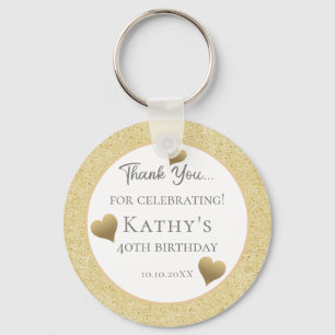40:e födelsedagen Party favors Guld Hearts Keychai Nyckelring
