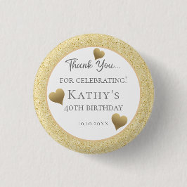 40:e födelsedagen Party favors Guld Hearts Knapp