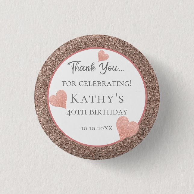 40:e födelsedagen Party favors Mörk Champaign Knapp (Framsida)