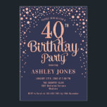 40:e födelsedagen Party - flottan och Ro Guld Inbjudningar<br><div class="desc">40:e födelsedagsinbjudan. Elegantens utformning i marinblått och faux glitter ro guld. Innehåller typsnitt och konfiguration för snyggt av skript. Berätta om du behöver anpassningsbarnas ålder.</div>