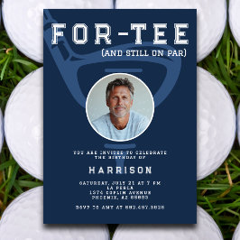 40:e födelsedagen Party Fotomodern Golf Blue Inbjudningar