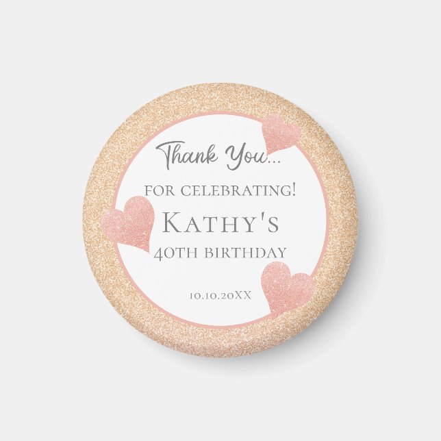 40:e födelsedagen Party Gift Sunset Orange Magnet (Framsidan)