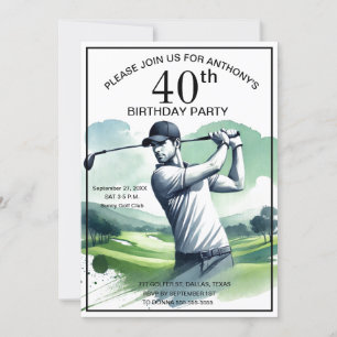40:e födelsedagen Party Golfer Sports Par Vuxen Go Inbjudningar