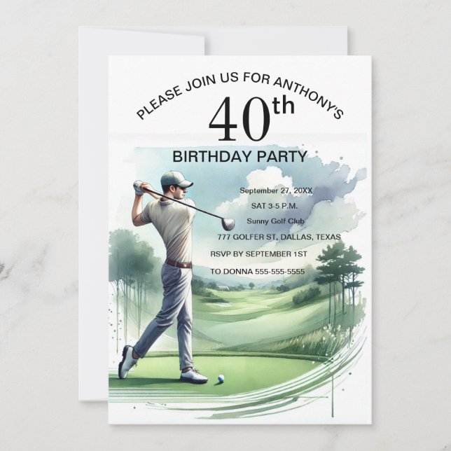 40:e födelsedagen Party Golfer Vuxen Par Sports Go Inbjudningar (Framsida)