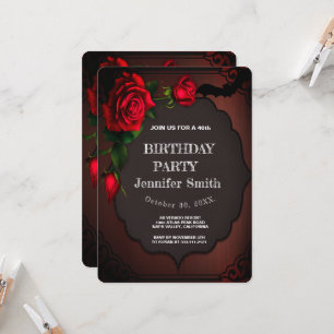 40:e födelsedagen Party Gothic Röd ros Inbjudningar