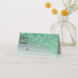 40:e födelsedagen Party Grönt Glitter Placeringskort