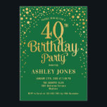 40:e födelsedagen Party - Grönt och Guld Inbjudningar<br><div class="desc">40:e födelsedagsinbjudan. Utformningen av eleganten i grönt och guld i Faux. Innehåller typsnitt och konfiguration för snyggt av skript. Berätta om du behöver anpassningsbarnas ålder.</div>