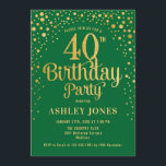 40:e födelsedagen Party - Grönt och Guld Inbjudningar<br><div class="desc">40:e födelsedagsinbjudan. Utformningen av eleganten i grönt och guld i Faux. Innehåller typsnitt och konfiguration för snyggt av skript. Berätta om du behöver anpassningsbarnas ålder.</div>