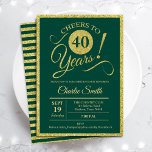 40:e födelsedagen Party - Grönten Guld Inbjudningar<br><div class="desc">40-årsdagen av festinbjudan till för manar eller kvinnor. Elegant inbjudan-kort i grönt med faux glitter guld foil. Teckensnitt för typografi. Skål till 40 år! Kan vara personlig till vilket år som helst. Perfekt för en milstolpe-vuxen i firande.</div>