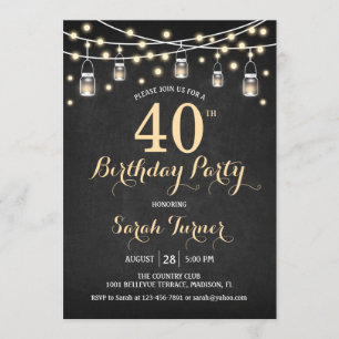 40:e födelsedagen Party - Guld i kalkbrädet Inbjudningar