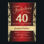 40:e födelsedagen Party - Guld Red Black Inbjudningar<br><div class="desc">40:e födelsedagspartiets inbjudan i rött,  svart och guld. Elegant inbjudan-kort med faux glitter guld och diamanter. Innehåller dämpat mönster och skriptteckensnitt. Fyrtio! Klassisk perfekt för snyggt party. Berätta om du behöver en anpassningsbar ålder.</div>