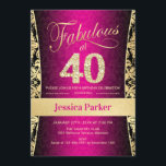 40:e födelsedagen Party - Guld Rosa Black Inbjudningar<br><div class="desc">40:e födelsedag i rosa,  svart och guld. Elegant inbjudan-kort med faux glitter guld och diamanter. Innehåller dämpat mönster och skriptteckensnitt. Fyrtio! Klassisk perfekt för snyggt party. Berätta om du behöver en anpassningsbar ålder.</div>