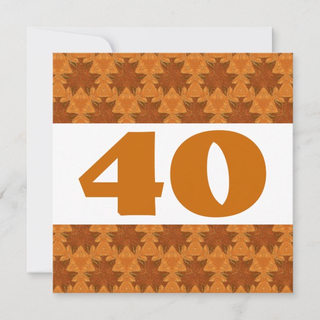 40:e födelsedagen Party Guld Stylized Lövs W917 Inbjudningar (Framsida)