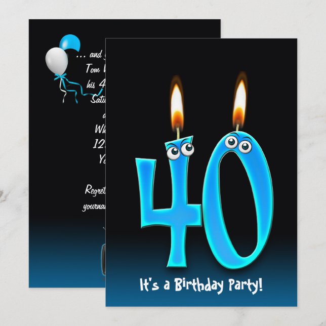 40:e födelsedagen Party Inbjudningar (Fram/baksida)