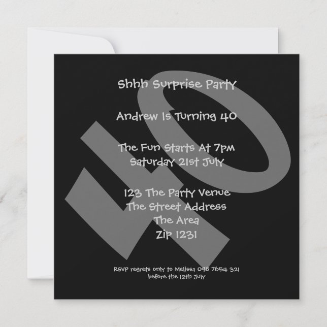 40:e födelsedagen Party Inbjudningar (Framsida)