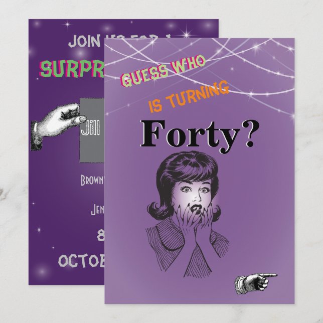 40:e födelsedagen Party Kvinnor Inbjudningar (Fram/baksida)