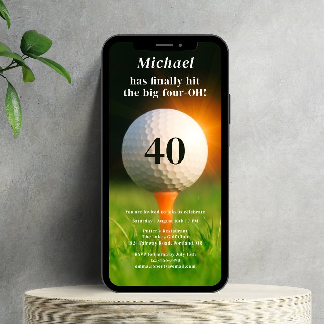 40:e födelsedagen Party Modern Vuxen Golf 40 Inbjudningar (Skapare uppladdad)