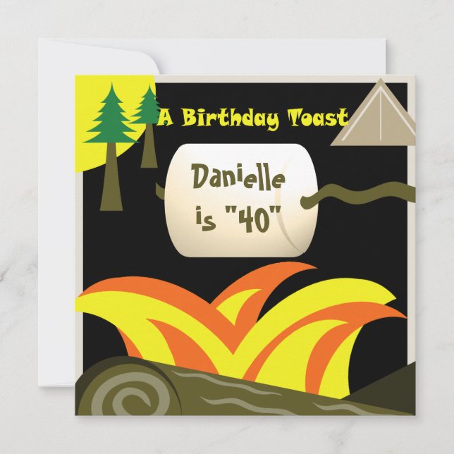 40:e födelsedagen Party och Marshmallow Toast Inbjudningar (Framsida)