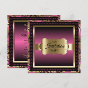 40:e födelsedagen Party Rosa Metallic & Guld Inbjudningar