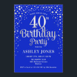 40:e födelsedagen Party - Royalet Blue & Silver Inbjudningar<br><div class="desc">40:e födelsedagsinbjudan. Utformning av eleganten i royal blue och faux glitter silver. Innehåller typsnitt och konfiguration för snyggt av skript. Berätta om du behöver anpassningsbarnas ålder.</div>