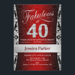 40:e födelsedagen Party - Silver Red Black Inbjudningar<br><div class="desc">40:e födelsedag i silver,  svart och guld. Elegant inbjudan-kort med faux glitter silver och diamanter. Innehåller dämpat mönster och skriptteckensnitt. Fyrtio! Klassisk perfekt för snyggt party. Berätta om du behöver en anpassningsbar ålder.</div>