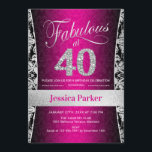 40:e födelsedagen Party - Silver Rosa Black Inbjudningar<br><div class="desc">40:e födelsedag i rosa,  svart och silver. Elegant inbjudan-kort med faux glitter silver och diamanter. Innehåller dämpat mönster och skriptteckensnitt. Fyrtio! Klassisk perfekt för snyggt party. Berätta om du behöver en anpassningsbar ålder.</div>