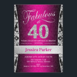 40:e födelsedagen Party - Silver Rosa Black Inbjudningar<br><div class="desc">40:e födelsedag i rosa,  svart och silver. Elegant inbjudan-kort med faux glitter silver och diamanter. Innehåller dämpat mönster och skriptteckensnitt. Fyrtio! Klassisk perfekt för snyggt party. Berätta om du behöver en anpassningsbar ålder.</div>