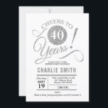 40:e födelsedagen Party - Silver White Inbjudningar<br><div class="desc">40:e födelsedagsinbjudan till festen i Faux glitter silver och White. Innehåller typtyptypsnitt för skript i klass. Skål till 40 år! Kan vara personlig i vilken ålder som helst. Perfekt för en snyggt kvinnor som dag firande</div>