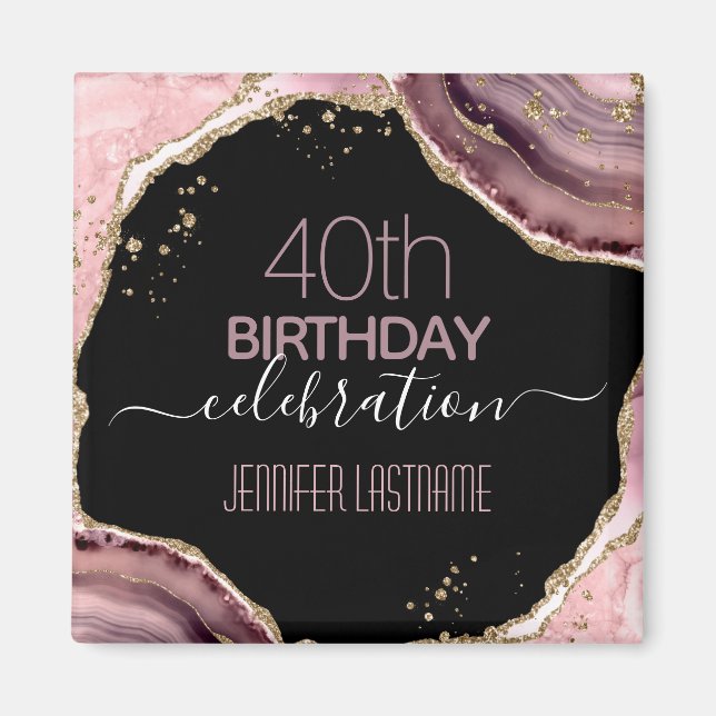 40:e födelsedagen Party Stone och Guld Magnet (Framsidan)