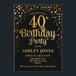 40:e födelsedagen Party - Svarta och Guld Inbjudningar<br><div class="desc">40:e födelsedagsinbjudan. Utformning av eleganten i svart och faux glitter guld. Innehåller typsnitt och konfiguration för snyggt av skript. Berätta om du behöver anpassningsbarnas ålder.</div>
