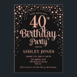 40:e födelsedagen Party - Svarta och Ro Guld Inbjudningar<br><div class="desc">40:e födelsedagsinbjudan. Utformning av eleganten i svart och faux glitter ro guld. Innehåller typsnitt och konfiguration för snyggt av skript. Berätta om du behöver anpassningsbarnas ålder.</div>