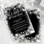 40:e födelsedagen Party Winter Wonderland Snowflak Inbjudningar<br><div class="desc">Den 40:e födelsedagsinbjudan till bondgården under eleganten har en vacker kalligrafi omgiven av en lush snöflake och snö gräns. Snöflingor visas mot mörkens svarta bakgrund. Du kan faktiskt ändra bakgrunden färg till valfritt färg. Winter Wonderland kan inte ändras, men all återstående text kan redigeras. Denna punkt är en del av...</div>