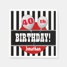 40:e födelsedagen Rand och Ballon BLACK RED A07