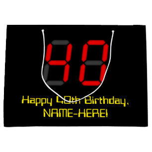 40:e födelsedagen: Red Digital Clock Stil "40" + N