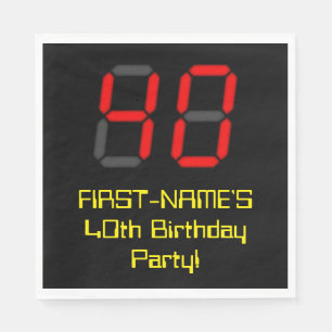 40:e födelsedagen: Red Digital Clock Stil "40" + N Pappersservett