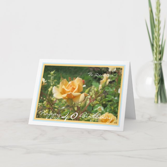 40:e födelsedagen Ro Denise Elegant Golden Ram Kort (Framsida)