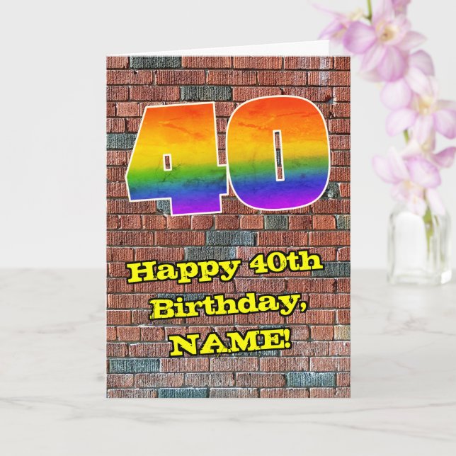 40:e födelsedagen: Roligt Graffiti-Inspired Rainbo Kort (Orkide)