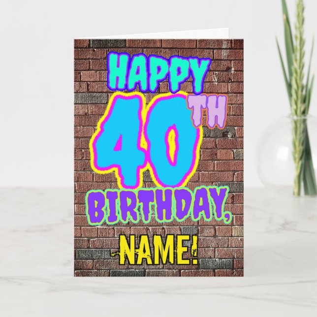 40:e födelsedagen - Roligt, Urban Graffiti Inspire Kort (Framsida)
