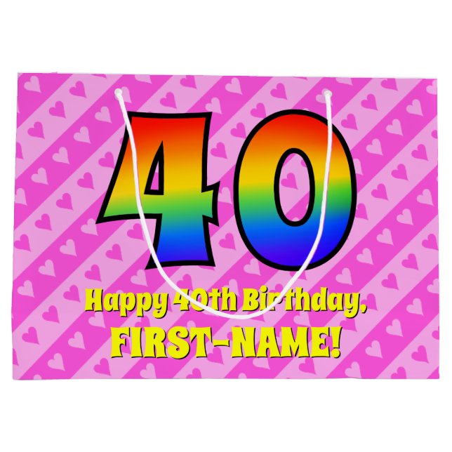 40:e födelsedagen: Rosa Rand & Hearts, regnbåge nr (Baksidan)