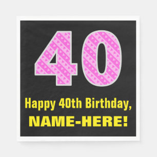 40:e födelsedagen: Rosa Rand och örhängen "40" Pappersservett